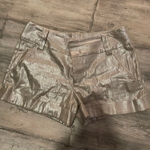 Alice $ Olivia gold mid-rise shorts